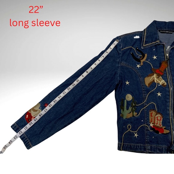 Gordon James Embellished Embroidery 80’s Padded Shoulder Western Denim Jacket - Picture 14 of 16